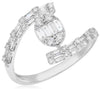 .74CT DIAMOND 18K WHITE GOLD ROUND & BAGUETTE CLUSTER OVAL CRISS CROSS LOVE RING