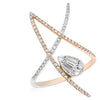 .51CT DIAMOND 18KT WHITE GOLD ROUND & BAGUETTE CLUSTER PEAR SHAPE ZIG ZAG RING