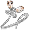 1.24CT DIAMOND & AAA MORGANITE 14KT WHITE GOLD ROUND & OVAL BUTTERFLY LOVE RING