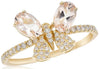 1.16CT DIAMOND & AAA MORGANITE 14KT YELLOW GOLD 3D CLASSIC BUTTERFLY LOVE RING