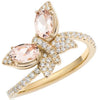 ESTATE 1.49CT DIAMOND & AAA MORGANITE 14KT YELLOW GOLD 3D BUTTERFLY LOVE RING