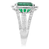 EXTRA LARGE 9.23CT DIAMOND & AAA EMERALD 18KT WHITE GOLD 3D HALO ENGAGEMENT RING