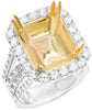 LARGE 1.87CT DIAMOND 18KT GOLD EMERALD & CUSHION CUT SEMI MOUNT ENGAGEMENT RING