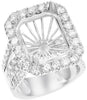 LARGE 2.75CT DIAMOND 18KT GOLD EMERALD & CUSHION CUT SEMI MOUNT ENGAGEMENT RING