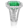 EXTRA LARGE 12.19CT DIAMOND & AAA EMERALD 18KT WHITE GOLD HALO ENGAGEMENT RING