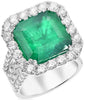ESTATE EXTRA LARGE 12.95CT DIAMOND 18K WHITE GOLD 3D SQUARE HALO ENGAGEMENT RING