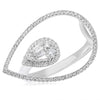 .33CT DIAMOND 18K WHITE GOLD ROUND & BAGUETTE CLUSTER DOUBLE PEAR SHAPE FUN RING