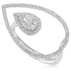 .33CT DIAMOND 18K WHITE GOLD ROUND & BAGUETTE CLUSTER DOUBLE PEAR SHAPE FUN RING