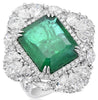 LARGE 16.87CT DIAMOND & AAA EMERALD 18K WHITE GOLD INTERCHANGEABLE RING PENDANT