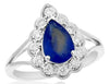 1.63CT DIAMOND & AAA SAPPHIRE 14KT WHITE GOLD PEAR SHAPE & ROUND FLOWER FUN RING