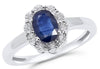 .95CT DIAMOND & AAA SAPPHIRE 14KT WHITE GOLD OVAL & ROUND FLOWER FRIENDSHIP RING