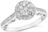 ESTATE .55CT DIAMOND 14KT WHITE GOLD 3D ROUND CLUSTER FLOWER FUN RING