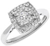 ESTATE .51CT DIAMOND 14KT WHITE GOLD 3D CLUSTER SQUARE HALO FLOWER RING