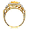 ESTATE 3.20CT DIAMOND & AAA CITRINE 14K YELLOW GOLD 3D CUSHION & ROUND HALO RING