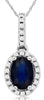 1.12CT DIAMOND & AAA SAPPHIRE 14KT WHITE GOLD OVAL & ROUND FLOWER HALO PENDANT