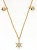 .16CT DIAMOND 14KT YELLOW GOLD 3D STAR OF DAVID MAGEN DAVID BY THE YARD NECKLACE