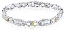 6.44CT WHITE & FANCY YELLOW DIAMOND 14K WHITE GOLD INFINITY LOVE TENNIS BRACELET