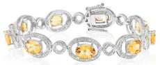 11.36CT DIAMOND & AAA CITRINE 14KT WHITE GOLD 3D OVAL HALO FUN TENNIS BRACELET