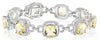 21.50CT DIAMOND & AAA PRINCESS LEMON QUARTZ 14KT WHITE GOLD HALO TENNIS BRACELET
