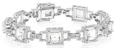 8.83CT DIAMOND & AAA GREEN AMETHYST 14K WHITE GOLD PRINCESS HALO TENNIS BRACELET