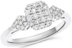 .50CT DIAMOND 14KT WHITE GOLD 3D CLUSTER SQUARE AND PEAR SHAPE ANNIVERSARY RING