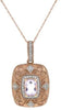 1.46CT DIAMOND & AAA PINK AMETHYST 14KT ROSE GOLD ROUND & CUSHION SQUARE PENDANT