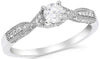 .38CT DIAMOND 14K WHITE GOLD SOLITAIRE FILIGREE INFINITY FRIENDSHIP PROMISE RING