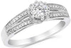 .56CT DIAMOND 14K WHITE GOLD SOLITAIRE FILIGREE MILGRAIN FRIENDSHIP PROMISE RING