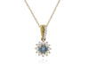 ESTATE .39CT WHITE & BLUE DIAMOND 14KT YELLOW GOLD 3D CLASSIC FLOWER PENDANT