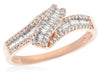 ESTATE .37CT DIAMOND 14KT ROSE GOLD 3D ROUND AND BAGUETTE ZIG ZAG FUN RING