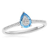 ESTATE .86CT DIAMOND & AAA BLUE TOPAZ 14K WHITE GOLD CLUSTER PEAR SHAPE FUN RING