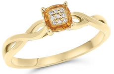 .51CT DIAMOND & AAA CITRINE 14K YELLOW GOLD CLUSTER ETOILE CUSHION INFINITY RING
