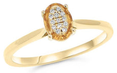 .71CT DIAMOND & AAA CITRINE 14KT YELLOW GOLD 3D OVAL CLUSTER ETOILE FUN RING