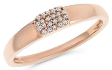 ESTATE .08CT DIAMOND 14KT ROSE GOLD 3D CLUSTER PAVE RECTANGULAR FUN RING