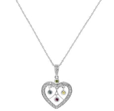.28CT DIAMOND & AAA MULTI GEM 14KT WHITE GOLD 3D CHANDELIER HEART LOVE PENDANT