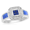 ESTATE .45CT DIAMOND & AAA SAPPHIRE 14K WHITE GOLD 3D INVISIBLE OCTAGON FUN RING