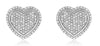 .66CT DIAMOND 14KT WHITE GOLD 3D CLASSIC PAVE HEART SHAPE LOVE STUD EARRINGS