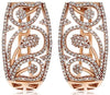 ESTATE WIDE 1.04CT DIAMOND 14KT ROSE GOLD 3D MULTI LEAF CLIP ON HANGING EARRINGS