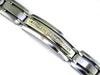 ESTATE .15CT DIAMOND STAINLESS STEEL & 14KT YELLOW GOLD 3D CHANNEL BAR BRACELET