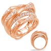 ESTATE EXTRA LARGE 1.74CT DIAMOND 14KT ROSE GOLD 3D CRISS CROSS FUN RING