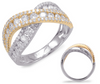 LARGE 1.56CT DIAMOND 14KT 2 TONE GOLD THREE ROW CRISS CROSS INFINITY X LOVE RING