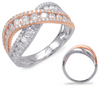 LARGE 1.56CT DIAMOND 14KT WHITE ROSE GOLD 3 ROW CRISS CROSS INFINITY X LOVE RING
