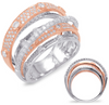WIDE 1.49CT DIAMOND 14K WHITE & ROSE GOLD 3D MULTI ROW PAVE CRISS CROSS FUN RING
