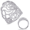 ESTATE EXTRA LARGE 1.26CT DIAMOND 14KT WHITE GOLD 3D OPEN FILIGREE COCKTAIL RING