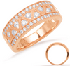 WIDE .62CT DIAMOND 14KT ROSE GOLD MULTI ROW TRIANGULAR ETOILE ANNIVERSARY RING