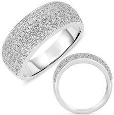 WIDE 1CT DIAMOND 14K WHITE GOLD MULTI ROW CLASSIC SEMI ETERNITY ANNIVERSARY RING