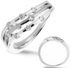 ESTATE .31CT DIAMOND 14KT WHITE GOLD 3D CLASSIC THREE ROW ETOILE WAVE FUN RING