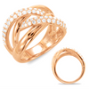 WIDE .74CT DIAMOND 14KT ROSE GOLD 3D MULTI ROW CRISS CROSS INFINITY LOVE RING