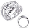 WIDE .74CT DIAMOND 14KT WHITE GOLD 3D MULTI ROW CRISS CROSS INFINITY LOVE RING