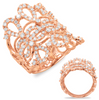 LARGE 1.42CT DIAMOND 14KT ROSE GOLD OPEN FILIGREE PEAR SHAPE CIRCULAR FUN RING